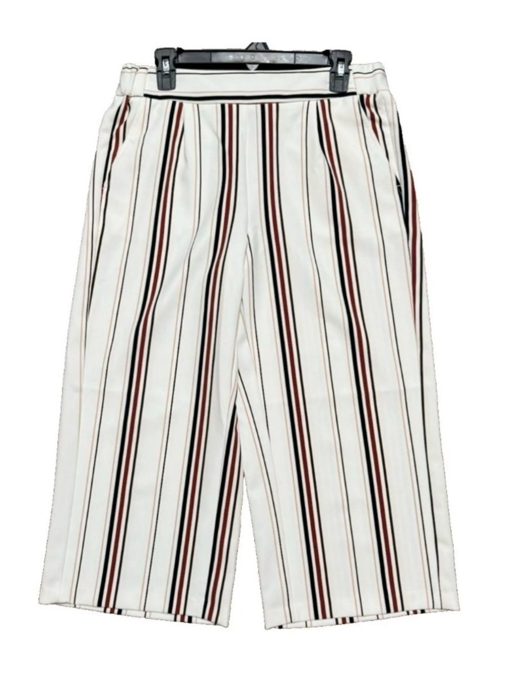 Apt 9 Cream w/Stripes, Mid Rise, Pull On, Wide Leg Crop Pants, Size XL, EUC